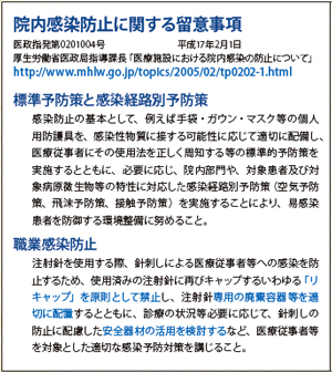 表1　院内感染防止に関する留意事項